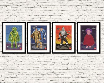 Battlestar Galactica Action Figure Poster Series: The Original 6 All 4