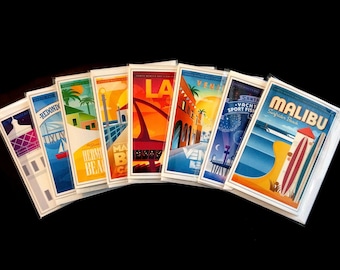 Los Angeles Coastline Series (Southbay and Santa Monica Bay) Cards - Pack of 8