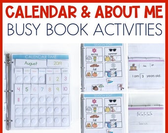 All About Me Busy Binder, Calendar Busy Binder, Calendar Activities, Learning Binder, Preschool Activities, Seasons, Name Activities, Addres