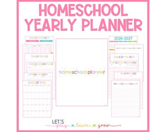 2026-2027 Homeschool Planner: Planning Pages & Portfolio (Editable PPT) (Digital Download)