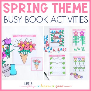 Drukke map met lentethema, Activiteitenmap, Thuisonderwijs, Voorschoolse activiteiten, Lente leren, Leermap, Kleuterschool, Bloemen,