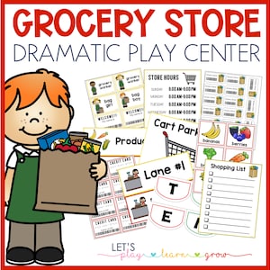 Grocery Shop Dramatic Play, Dramatic Play Center Kit, Grocery Store Pretend Play, Grocery Shoppe, Pretend Play Kit, Getting Groceries