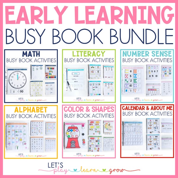 Early Learning Busy Binder Bundle, Busy Book Bundle, Activity Binder, Preschool Learning Activities, Homeschool Resource, Kindergarten