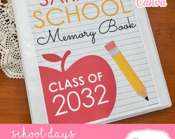 School Memory Book Template | Tiny Tot to 12th Grade Keepsake| Edit in Canva (Instant Download)