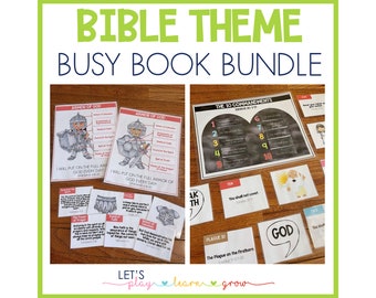 Bible Themed Printables Bundle | Bible Busy Binder | Bible Busy Book | 10 Commandments | Armor of God | Fruit of the Spirit | Bible Lessons