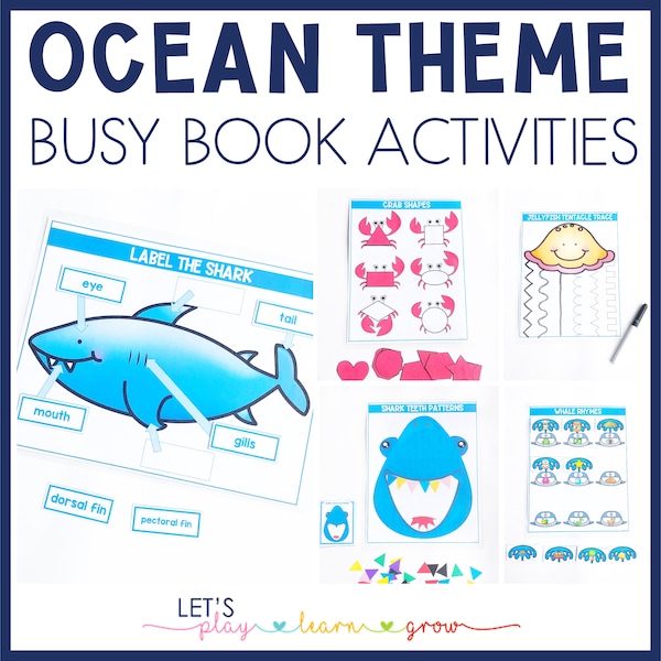 Ocean Themed Busy Binder, Activity Binder, Homeschool, Preschool Activities, Ocean Busy Book, Ocean Activities, Under the Sea Theme, Sea