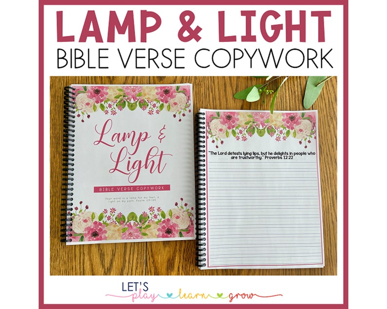 Lampe et Lumière Bible Verse Copie travail Écriture de versets bibliques NIV Travail de copie des Écritures Conception florale Versets bibliques 30 versets image 1