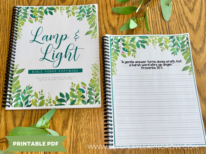 Lamp & Light Bible Verse Copy work NIV Bible Verse Writing Scripture Copy Work Leaf Design Bible Verses 30 Verses image 2