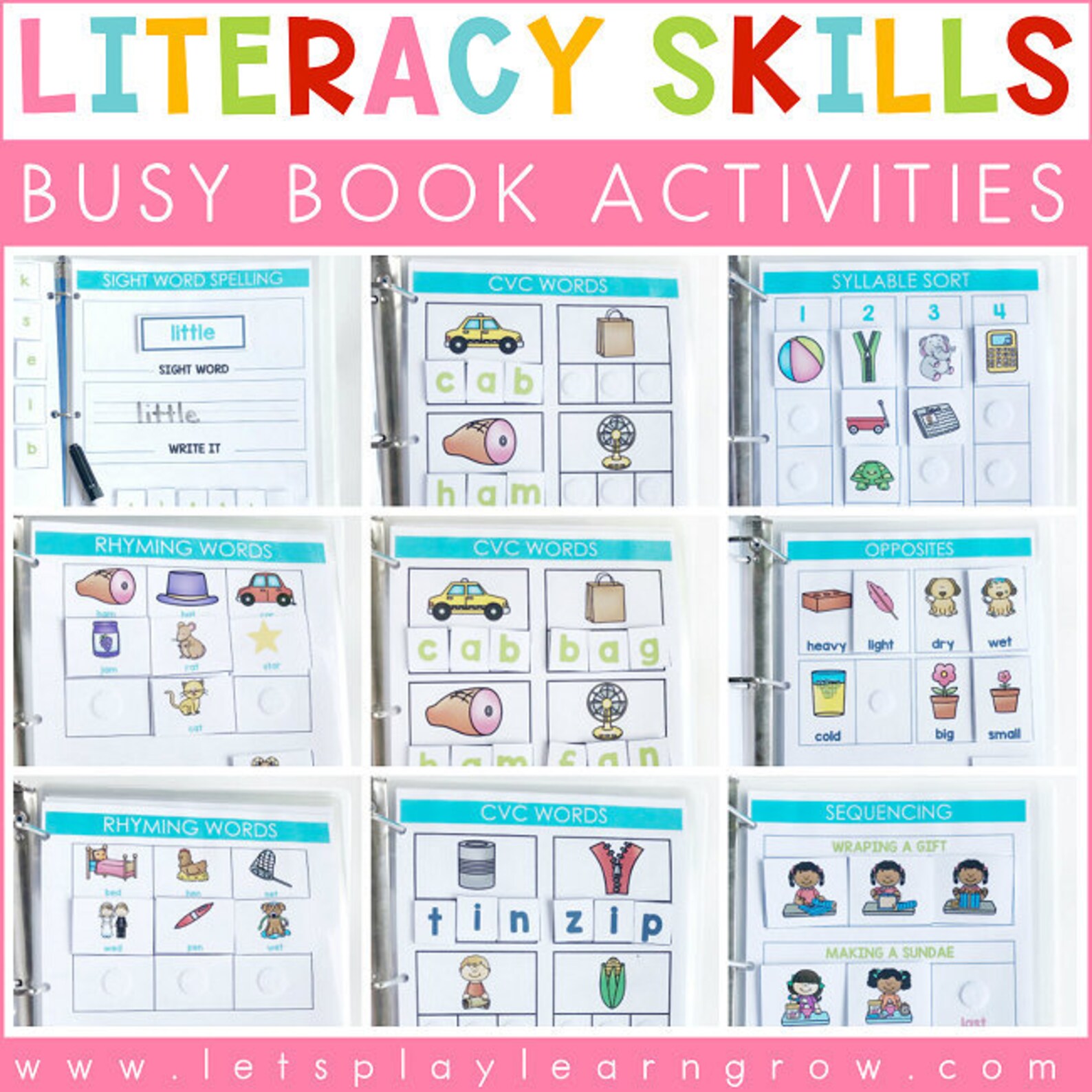 Literacy Activities Binder Activity Binder Printables | Etsy