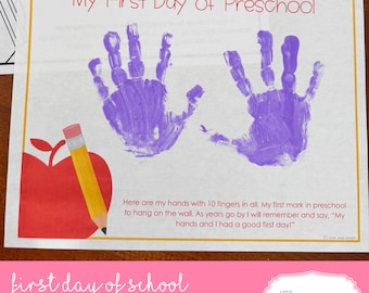 First Day of School Handprint Keepsake | Printable Memory Craft (Digital Download)