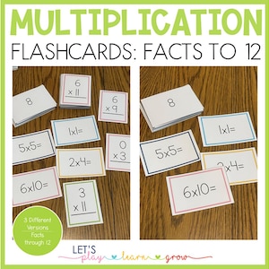 Multiplication Flash Cards: Facts 0-12 (Printable)