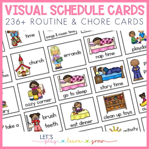 Visual Schedule Cards, Daily Rhythm Cards, 236+ Visual Schedule Cards, Routine Cards, Chore Chart Cards, Daily Schedule, Daily Rhythm