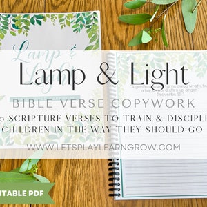 Lamp & Light Bible Verse Copy work NIV Bible Verse Writing Scripture Copy Work Leaf Design Bible Verses 30 Verses image 4