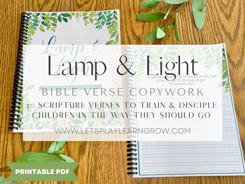 Lamp & Light Bible Verse Copy work NIV Bible Verse Writing Scripture Copy Work Leaf Design Bible Verses 30 Verses image 4