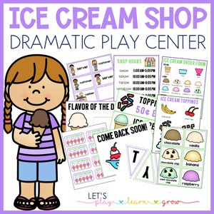 Ice Cream Shop Dramatic Play, Dramatic Play Center Kit, Ice Cream Parlor Dramatic Play, Ice Cream Shoppe, Pretend Play Kit, Ice Cream