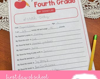 First Day of School Questionnaire Printable | Back to School Interview Keepsake (PDF Download)