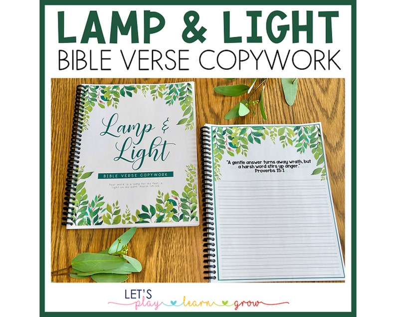 Lamp & Light Bible Verse Copy work NIV Bible Verse Writing Scripture Copy Work Leaf Design Bible Verses 30 Verses image 1