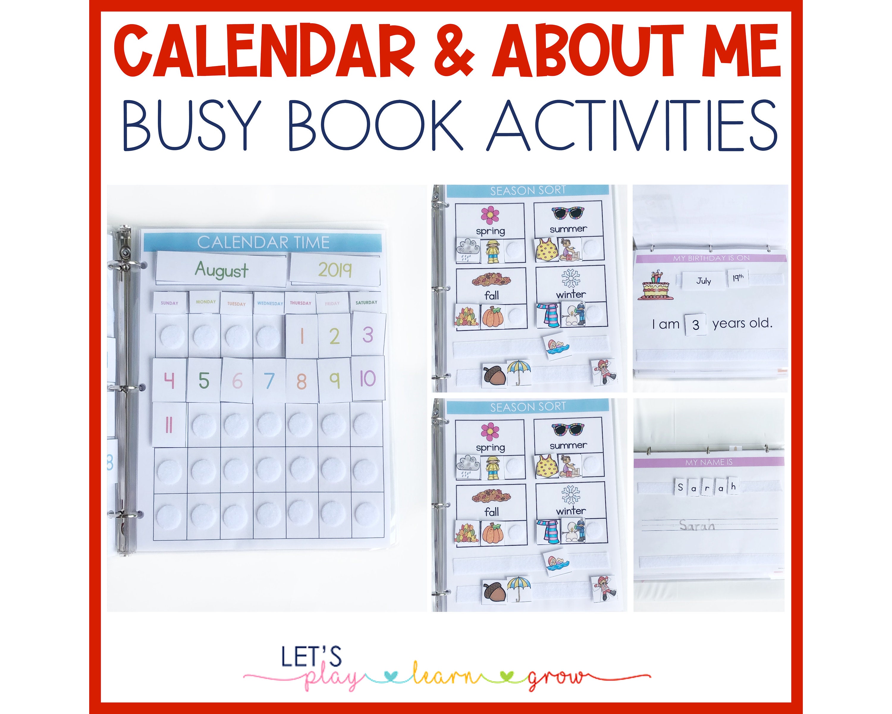 All About Me Busy Binder Calendar Busy Binder Calendar - Etsy