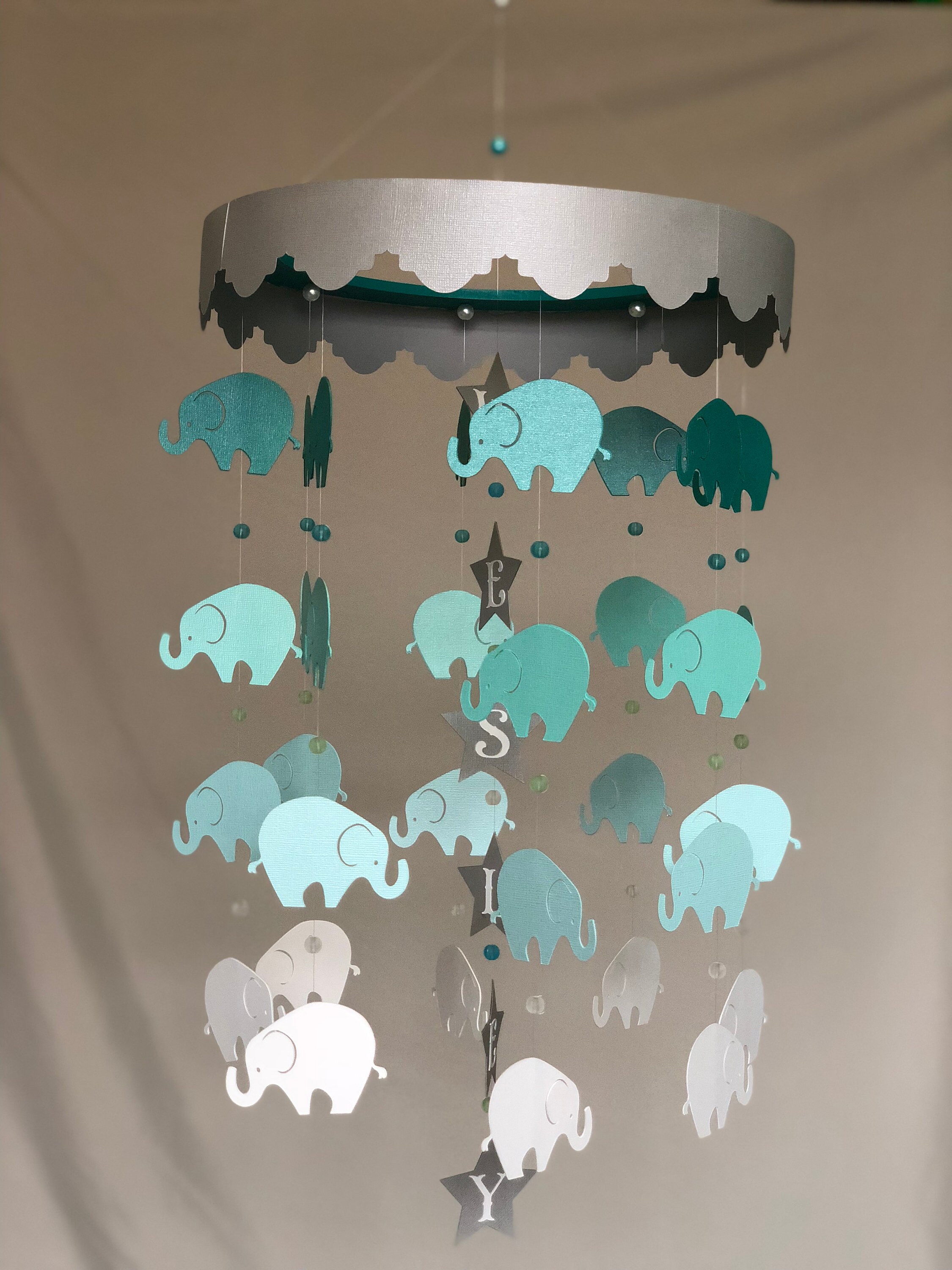 Blue Ombre Elephant Paper Mobilehome Decorbaby Etsy
