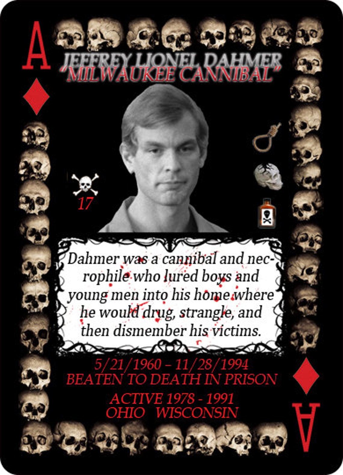 Serial Killer Playing Cards 54 Different American Serial Etsy