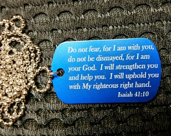 Wear Your Faith - Do Not Fear Isaiah Verse Dog Tag with Chain - FREE US Shipping!