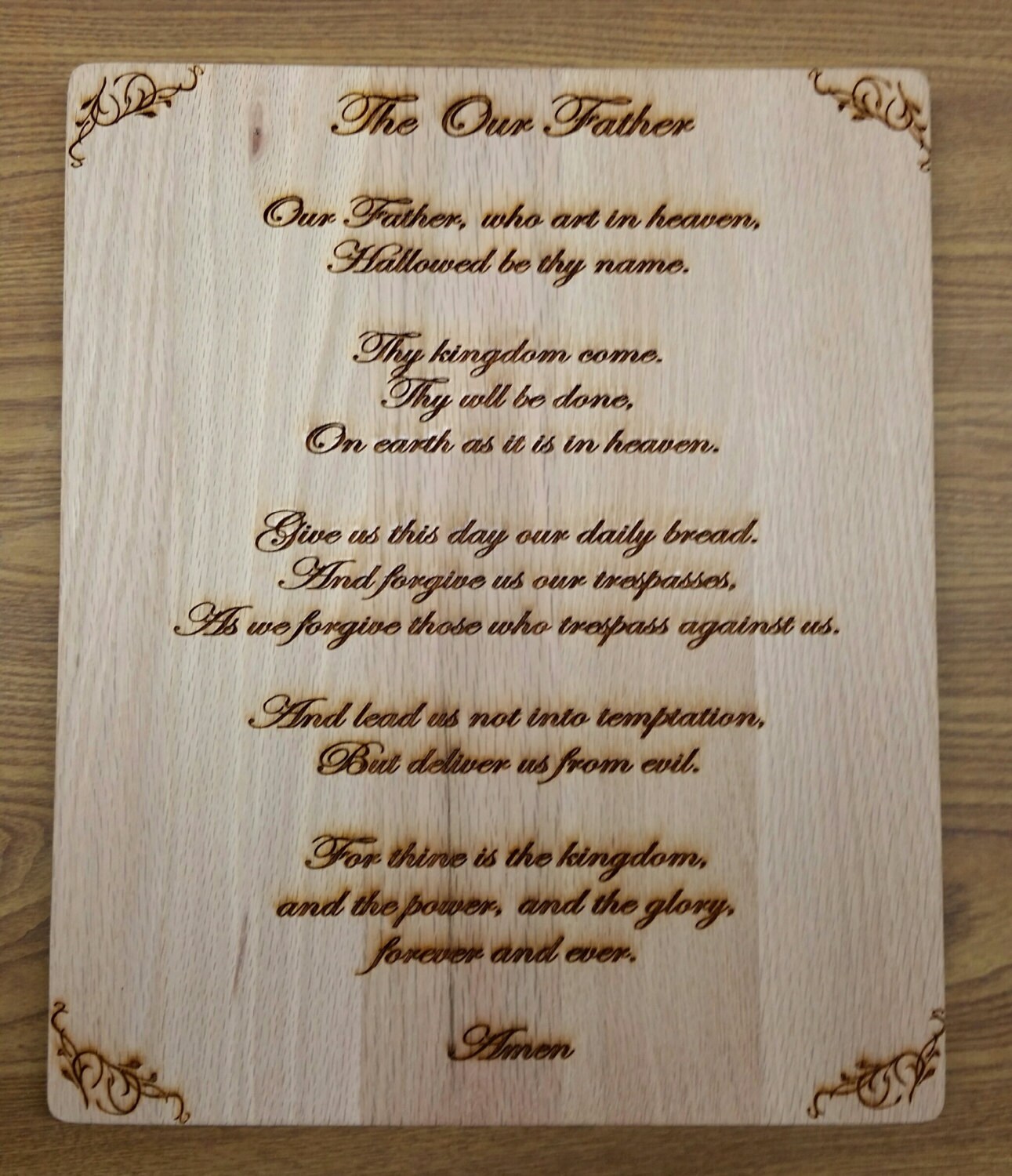 Laser Engraved Plaque The Our Father or Lord's Prayer Etsy