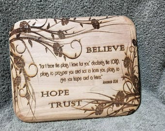 Laser Engraved Walnut Plaque Jeremiah Verse