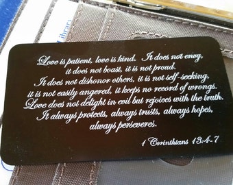 Faith in My Pocket - Love is Patient Love is Kind Corinthians Verse Wallet or Pocket Card