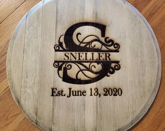 Custom Laser Engraved Wine Barrel Head - FREE US SHIPPING!