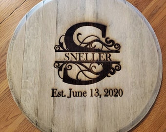 Custom Laser Engraved Wine Barrel Head - FREE US SHIPPING!