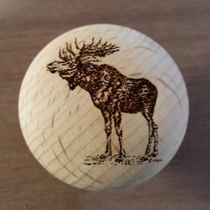 Rustic Decor Laser Engraved Moose Wooden Knob