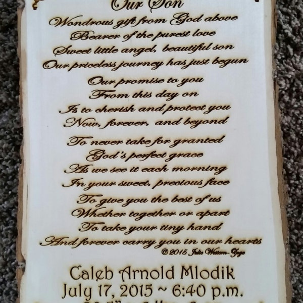 Our Son - Personalized Laser Engraved Original Verse - Great Gift!