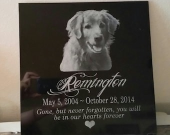 Personalized Laser Engraved Lifetime Pet Memorial in Black Marble