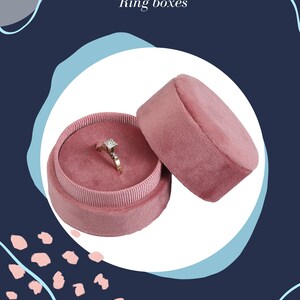 Vintage Style Ring Box, Round Ring Gift Box, Engagement Box, Round Velvet Box - 2.5" x 2"