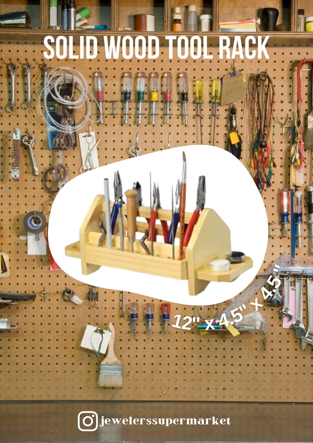 Solid Wood Tool Rack, Jewelry Tool Storage, Work Bench Organizer, Tool ...