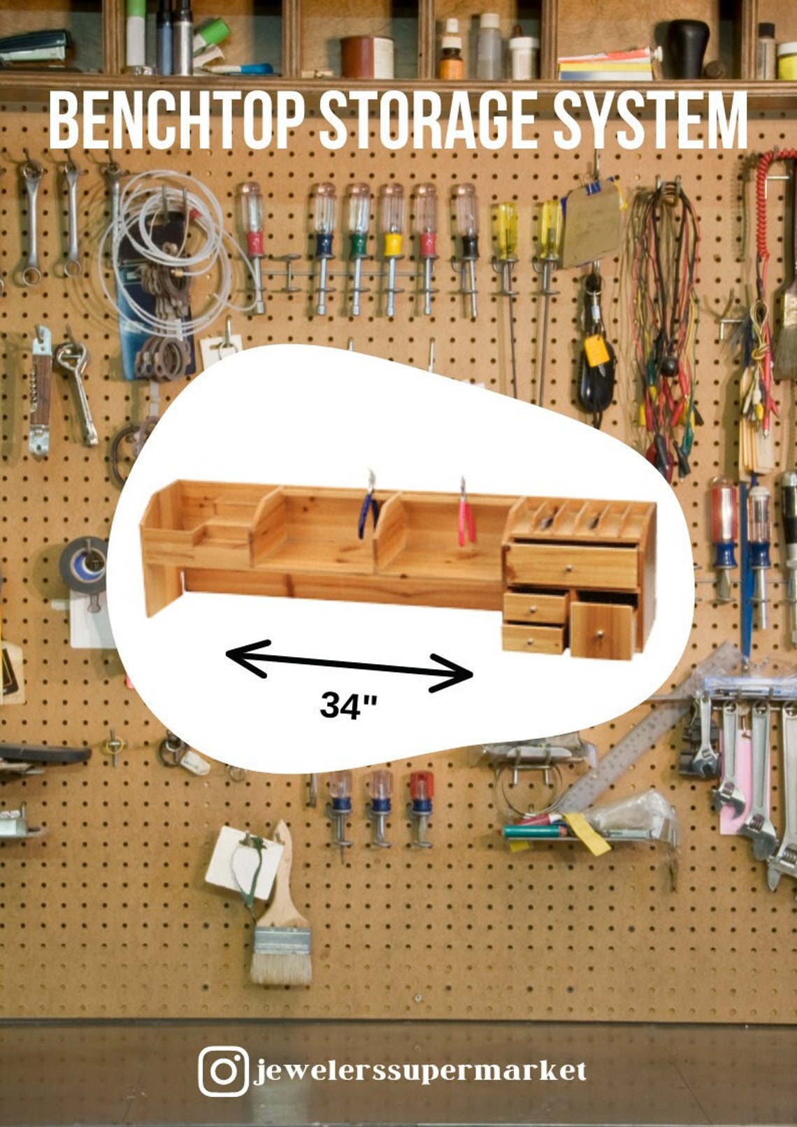 Optima Benchtop Shelf/storage System, Jewelry Tool Storage, Desktop Shelf Organizer, Kraft