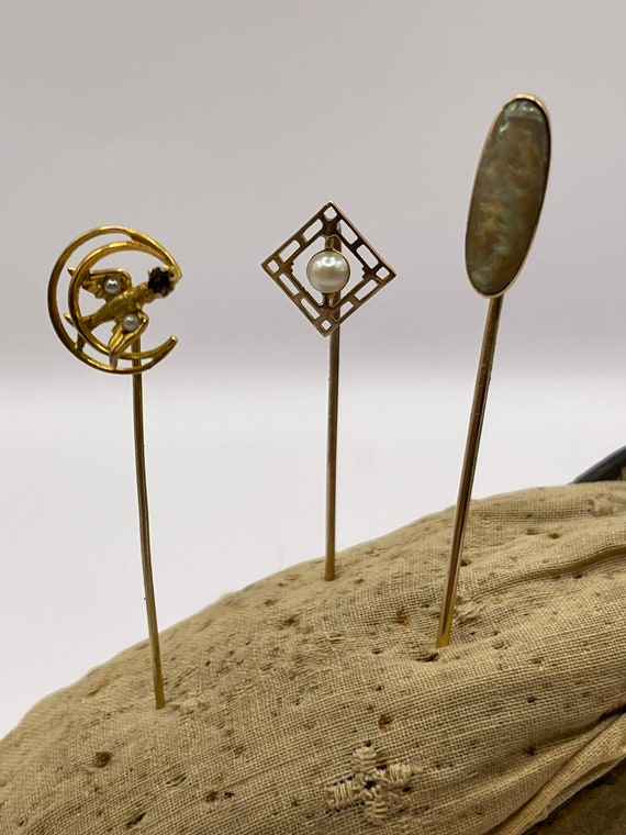 Victorian antique 10K gold hat pins lapel pins sti