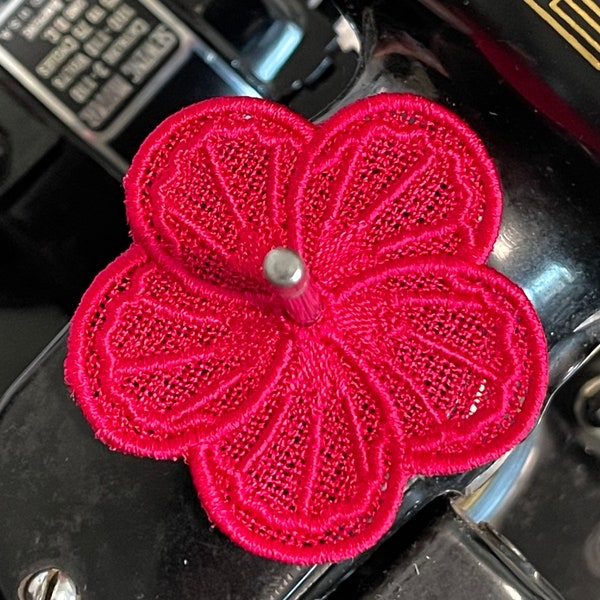 Hibiscus sewing machine spool pin doily