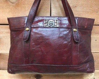 Vintage Etienne Aigner Large Tote Oxblood Leather Designer Handbag
