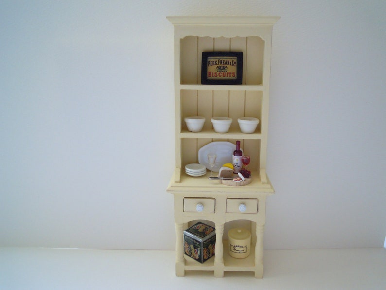 Miniature Yellow Hutch Dresser With White Bowls Framed Print Etsy