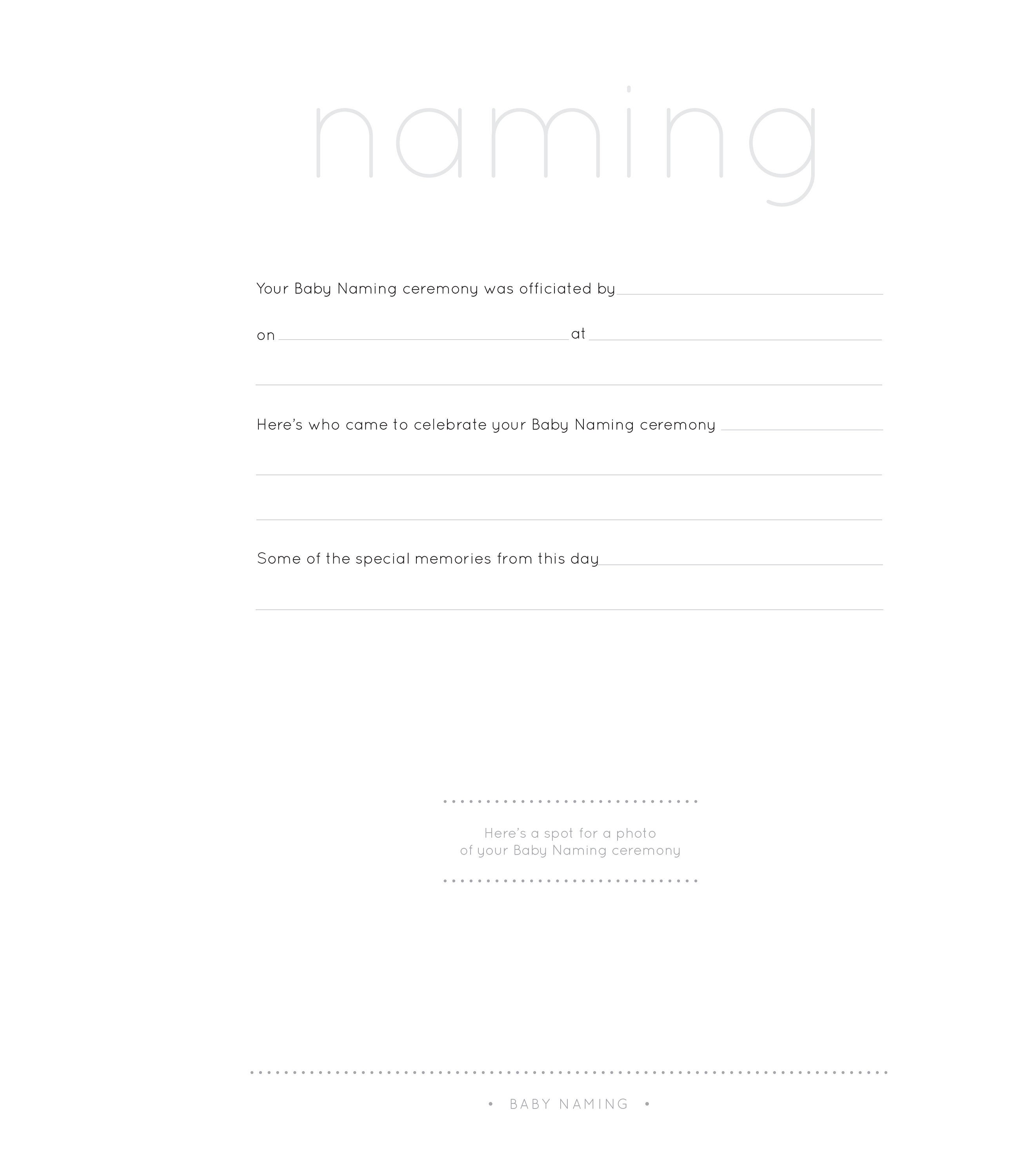 Baby Naming Ceremony Page-MODERN BABY BOOK Baby Shower Gift | Etsy
