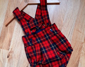tartan baby sleepsuit