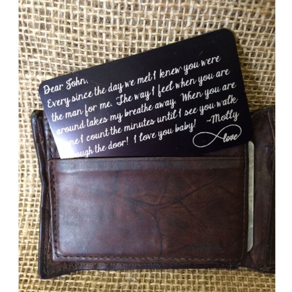 Custom Wallet Insert, Personalized Wallet Insert, Engraved Wallet Insert, Personalized Love Note