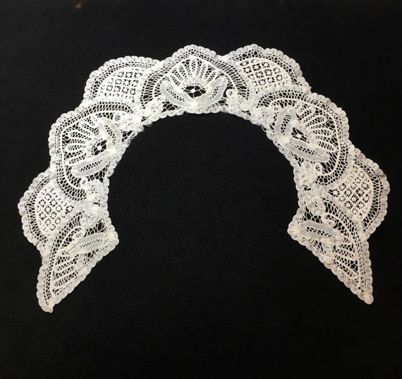 Antique Handmade White Cotton Needle Lace and Tap… - image 1