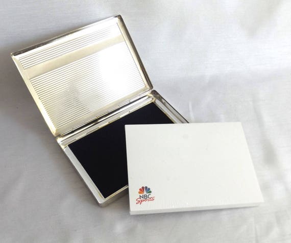 Nbc Sports Desk Caddy W Logo Note Paper In Silver Box Etsy