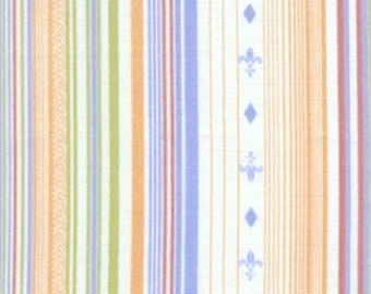 Striped Cotton Percale Yardage: Unisex Fleur de Lis Print, menswear pattern, boy percale, percale stripe, striped percale, blue stripe,