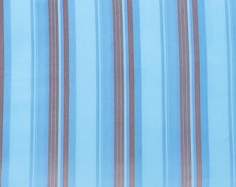 Blue & Brown Striped Cotton Percale Fabric: 300 TC, 57" Wide