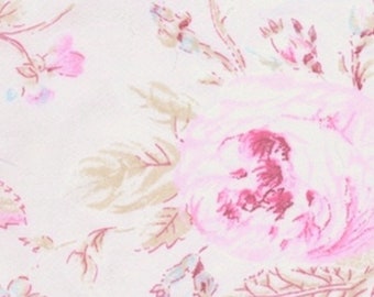 Floral Cotton Percale Yardage: Vintage Pink Rose Print