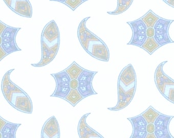 Menswear Blue Cotton Percale Fabric By The Yard: Soft Lightweight Material, foulard pattern,