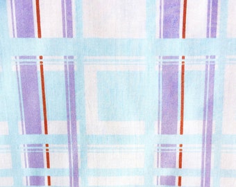 Blue Plaid Cotton Percale Fabric: Lightweight Apparel Yardage